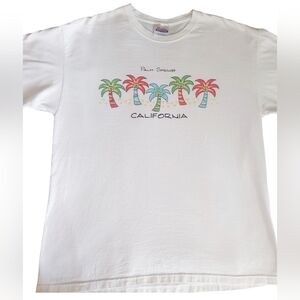 Hanes Heavyweight White T-Shirt Palm Springs California Adult Large 42-44